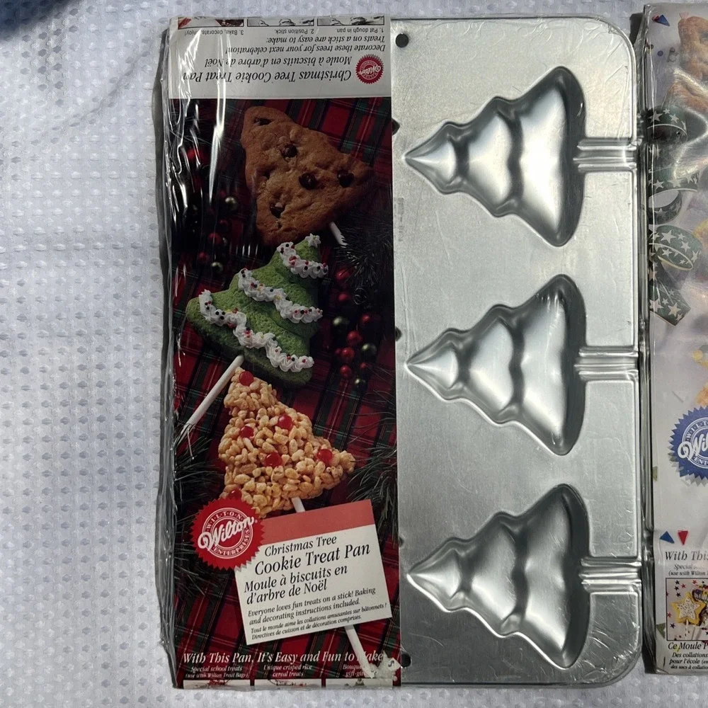 Vintage Wilton Christmas Tree & Star Cookie Treat Pan Tin - NEW Unopened‎